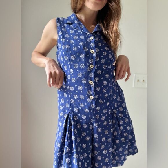 Vintage LIZSPORT Blue 90s Swirl Sun Print Romper - Picture 9 of 13